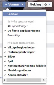 Velg hvilke oppdateringer du vil se fra brukeren.